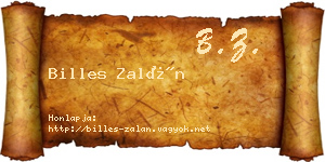 Billes Zalán névjegykártya
